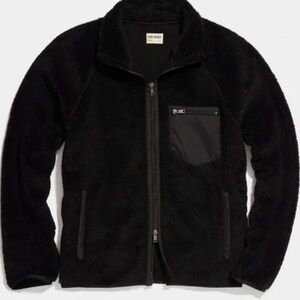 Todd Snyder Men’s Black Sherpa Fleece Utility Zip Jacket Size Large Minimalist
